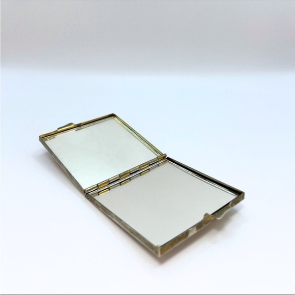 Vintage Compact Makeup Mirror / Floral Square Pocket Mini Mirror - Picture 3 of 7